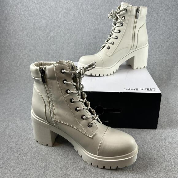 Y2K 90s Nine West Boots Chucky Platform Heels Ankle Faux Leather Womens 9.5 - Picture 3 of 9